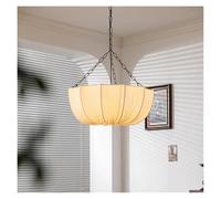 HYSJDMNC Lámpara de araña de Tela Retro Francesa, Luces Colgantes Medievales para salón, Comedor, decoración del hogar, iluminación LED para Dormitorio, lámpara Colgante (3 Efectos de luz D60cm)
