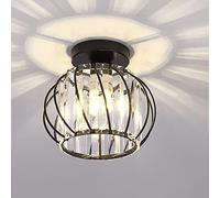HYSJDMNC Lámpara de Techo de Cristal Moderna: iluminación de Techo Industrial Mini Semi empotrada, lámparas de Cristal LED para Cocina, Pasillo, Comedor, Sala de Estar (A-Negro)