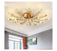HYSJDMNC Lámpara de Techo de Cristal Sala de Estar Retro LED Luz de Comedor Circular Creativa Europea Hierro Dormitorio Lámpara Colgante (Oro 15HEAD)