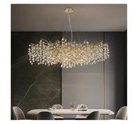 HYSJDMNC Lámpara de Techo de Cristal Solar, Lustre Dorado, Villa, Restaurante, lámparas Colgantes LED para habitación nórdica, decoración del hogar, luz Colgante (Redonda, 100 cm)