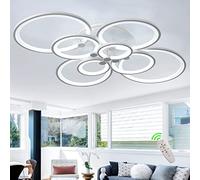 HYSJDMNC Luz de Techo LED 100W Luz Moderna 8 Anillos Iluminación de Sala de Estar Regulable con Control Remoto Marco de Metal Pantalla acrílica Redonda Decorativa Dormitorio Comedor Cocina