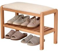 HYSJDMNC Taburete otomano Modern de Madera Multifuncional de Dos tercios Banco de Zapatos de Gran Capacidad con colchoneta de Lino para la Sala de Estar Entrada de la Sala de Estar del Pasillo Color