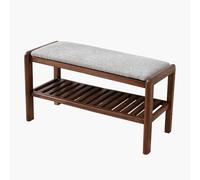 HYSJDMNC Taburete otomano Modern de Madera Multifuncional de Dos tercios Banco de Zapatos de Gran Capacidad con colchoneta de Lino para la Sala de Estar Entrada de la Sala de Estar del Pasillo Color