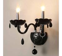HYSJDMNC Vintage Black Candle Wall Diconce Crystal Wall Light Light E14 Farmhouse Drouting Iluminación Lámpara de Pared de Dormitorio Retro para Sala de Estar Café YYuan