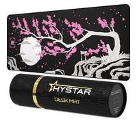 Hystar Alfombrilla de Mouse extendida para Juegos | XXL 36 x 16 Pulgadas | 5 mm de Grosor, Superficie Impermeable, Tela de poliéster Suave y Base de Goma Natural | Sakura Dark