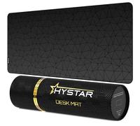 Hystar® Alfombrilla de Mouse extendida para Juegos | XXL 36 x 16 Pulgadas | 5 mm de Grosor, Superficie Impermeable, Tela de poliéster Suave y Base de Goma Natural | poliéster (Negro)