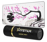 Hystar Alfombrilla de Mouse extendida para Juegos | XXL 36 x 16 Pulgadas | 5 mm de Grosor, Superficie Impermeable, Tela de poliéster Suave y Base de Goma Natural | Luz Sakura