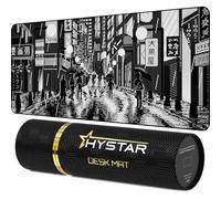Hystar Alfombrilla de Mouse para Juegos, Superficie de Tela Texturizada Suave, Tela Resistente al Agua, 5 mm de Grosor, Posavasos de Silicona Adicional, Caja Duradera para Transporte, diseño Retro de