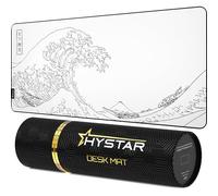 Hystar® Extended Gaming Mouse Pad | XXL 36" x 16" | 5mm Thick, Waterproof Surface, Smooth Polyester Fabric, and Natural Rubber Base | The Great Wave (White)