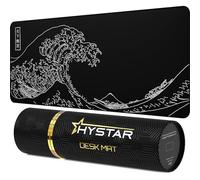 Hystar® Extended Gaming Mouse Pad | XXL 36" x 16" | 5mm Thick, Waterproof Surface, Smooth Polyester Fabric, and Natural Rubber Base | The Great Wave (Black)