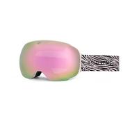 HYSTERESIS Magnet Freeride | Gafas de esquí y snowboard con lentes esféricas Magnéticas intercambiables con 2 lentes incluidas | Marco Blanco | Lente Rosa | Cinta color Cebra | 100% Anti-Vaho UV400.