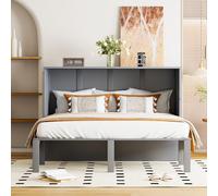 HYSZ Armario Cama de 140 x 200 cm, Plegable de Pared Con Somier, Vertical, Juvenil, Doble, Gris