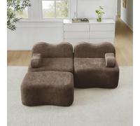 HYSZ Boneless Sofá modular, sofá de L con función de dormir, sofá esquinero, sofá cama, terciopelo, forma ondulada, cojín con reposabrazos móvil, para salón, apartamentos, 192 × 167 × 70 cm (marrón)
