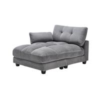 HYSZ Chaise longue,Cloud Couch,Lesessel,Sessel,Fflauschige streifenpolster, handgeländer mit rollden Polstern, klappen für den Kopfdreie tassen und eine seitliche hostaschen (Gray)