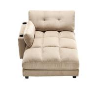 HYSZ Chaise longue,Cloud Couch,Lesessel,Sessel,Fflauschige streifenpolster, handgeländer mit rollden Polstern, klappen für den Kopfdreie tassen und eine seitliche hostaschen (Khaki)