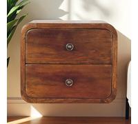 HYSZ Mesita de noche, mesita de noche de color roble con 2 cajones, flotante, marrón (20 x 25 x 25 cm)