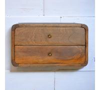 HYSZ Mesita de noche, mesita de noche de color roble con 2 cajones, flotante, marrón (45 x 32 x 25 cm)