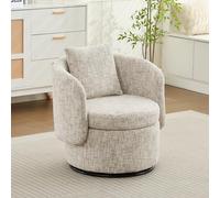 HYSZ Sillón de peluche, silla giratoria para salón, sillón redondo con pie de metal giratorio 361°, silla giratoria sin ruedas, silla de lectura, para salón, dormitorio (beige)
