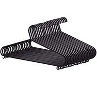 HYT THEGROWTH Paquete de 50 Perchas de plástico para Adultos, Color Negro, Ropa de plástico Fuerte, con Barra de Pantalones y Labios (Paquete de 50)