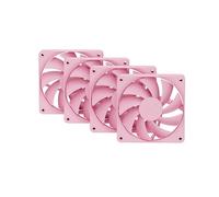 Hyte Flow FA12 - Ventiladores de carcasa de PC de 120 mm, 4 unidades, alto rendimiento, bajo ruido, 1500 RPM, PWM de 4 pines, rodamiento dinámico fluido, leche de fresa (rosa)