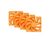 HYTE Flow FA12 - Ventiladores de carcasa de PC de 120 mm, 4 unidades, alto rendimiento, bajo ruido, 1500 RPM, PWM de 4 pines, rodamiento dinámico fluido, naranja astral (naranja)