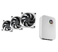 HYTE Thicc FP12 y Nexus Portal NP50 - Ventiladores de rendimiento de 120 mm x 32 mm (paquete de 3) - Incluye nodo primario Nexus Link - Blanco/Negro