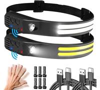 Hyted Frontal LED Recargable,Linterna de Cabeza con Sensor de Movimiento,Linterna Frontal con 6 Modos de Luz,Iluminación de 230° Ángulo Ancho,Impermeable IPX5 y Ligera para Correr,Pescar y Trabajar