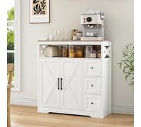 HYTKKBD Aparador de cocina, comedor, armario de almacenamiento con 2 cajones, 4 puertas, estante ajustable, multifuncional, estilo escandinavo para cocina, sala de estar, 140 x 40 x 105 cm, blanco