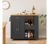 HYTKKBD - Aparador de cocina con ruedas, isla central de cocina móvil, carro aparador de almacenamiento con armario, armario, soporte para especias de 3 niveles y toallero (106 x 46 x 92 cm), color