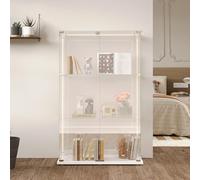 HYTKKBD Vitrina de cristal con luz LED, moderna vitrina de cristal, 3 estantes con 2 puertas y cerradura, para salón, dormitorio, oficina, color blanco