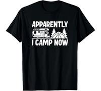 HYTREZSXC Apparently I Camp Now T-Shirt Gift for Dad Mom Daughter Coworker Friends FA Black L