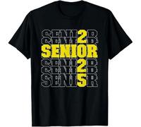 HYTREZSXC Back to School Stacked Yellow Senior Class of 2025 T-Shirt Black M
