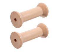 HYTROVE 2 Bobinas de Madera Beige Vintage Portahilos Superficie Lisa y Alta Durabilidad, Paquete de 2 Piezas para Manualidades y Costura para Labores Creativas