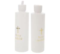 HYTROVE 2 Botellas de Agua para Bautizos y Exorcismos Diseño de Cruz, Plástico Blanco, Ligeras y Prácticas, Ideales para Viajes y Uso en Iglesia
