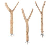 HYTROVE 3 Piezas Perchas de Madera para Juguetes para Morder y Moler Soportes Naturales para Jaulas de Pájaros Estación de Escalada para Pericos y Cacatúas Pequeño Grande Formas