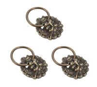 HYTROVE 3 Piezas Tiradores de Mueble Vintage con Cabeza de León Estilo Antiguo de Manillas para Armarios y Puertas Color Bronce Envejecido Diseño Retro Chino para Decoración Hogar