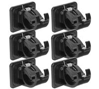 HYTROVE 6 Soportes de Plástico Negro para Barra de Cortina y Barra de Toalla Adhesivo Potente, Fáciles de Instalar para Baño y Ventana sin Taladrar
