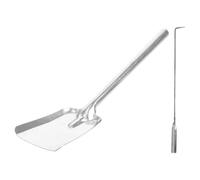 HYTROVE Accesorios para Chimenea Pala y Atizador de Hierro Fundido Grueso para Estufas y Fogones Portátiles Uso Interior y Exterior 2 Piezas Color Plata