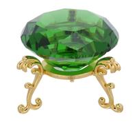 HYTROVE Adorno de Cristal Artificial y Caja de Obsequio Verde en Forma de Prisma con Soporte Trípode Dorado Decoración Elegante para Tocador y Fiestas de Compromiso