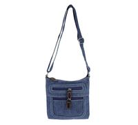 HYTROVE Bolso de Hombro Informal Cuadrado Múltiples Cremalleras para Mujer Bolso Bandolera Crossbody Bag de Mezclilla y Gran Capacidad de Almacenamiento para Fin de Semana