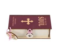 HYTROVE Caja de Madera Vintage para Tarjetas de Oración con Versículos Bíblicos Cristianos Hechas a Mano, Organizador Decorativo Adecuado para Rincón de Oración y Bautizos
