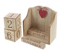 HYTROVE Calendario Perpetuo de Bloques de Madera Rojo Fecha Manual, Calendario de Escritorio Decorativo Reutilizable para Oficina y Hogar, Diseño Creativo Vintage para Planificación