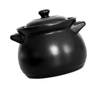 HYTROVE Cazuela de Cerámica Negra 1.1l Resistente al Calor Tapa, Olla Multiusos para Cocinar Arroz y Sopa en Estufa de Gas, Utensilio Práctico para Cocina Doméstica