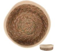 HYTROVE Cesta Redonda Tejida de Hoja de Totora para Maquillaje y Artículos del Hogar, Resistente y Duradera, Organizador Simple Adecuado para Escritorio y Hotel