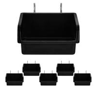 HYTROVE Contenedor de Almacenamiento Plástico Grueso para Tablero Perforado, 6 Piezas Grandes Negras con Soporte, Accesorios Organizadores Inclinados para Garaje, Taller y Banco de