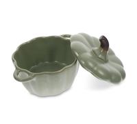 HYTROVE Cuenco de Calabaza Cerámico Resistente al Calor con Tapa y Doble Asa para Sopa Postres y Huevos al Vapor para Uso Doméstico y Restauración