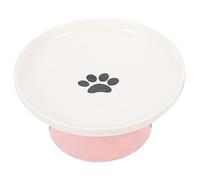 HYTROVE Cuenco Elevado para Gatos de Cerámica Diseño de Huellas y Hueso de Pescado, Base Estable, Tamaño Mediano, para Alimentación Interior, Adecuado para Gatos y Gatitos