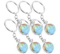 HYTROVE Diseño Creativo 6 Llaveros Forma de Globo Terráqueo de Aleación de Zinc y Textura Metálica Suave para Recuerdos de Fiesta y Regreso a Clases