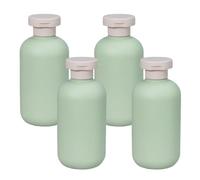HYTROVE Dispensadores de Jabón Líquido para Manos, 4 Unidades, 200ml, Plástico Verde, Compactos y Recargables, Ideales para Viajes y Uso Diario