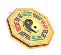 HYTROVE Espejo Bagua Colgante 19,5 Cm Oro Diseño Cóncavo y Convexo De Bronce, Decoración Feng Shui, Amuleto Protector Chino Para Hogar, Cocina y Oficina